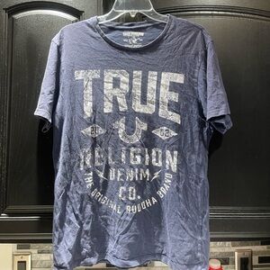 TRUE RELIGION MENS Black White 100% cotton Denim CO CREW NECK Tee M